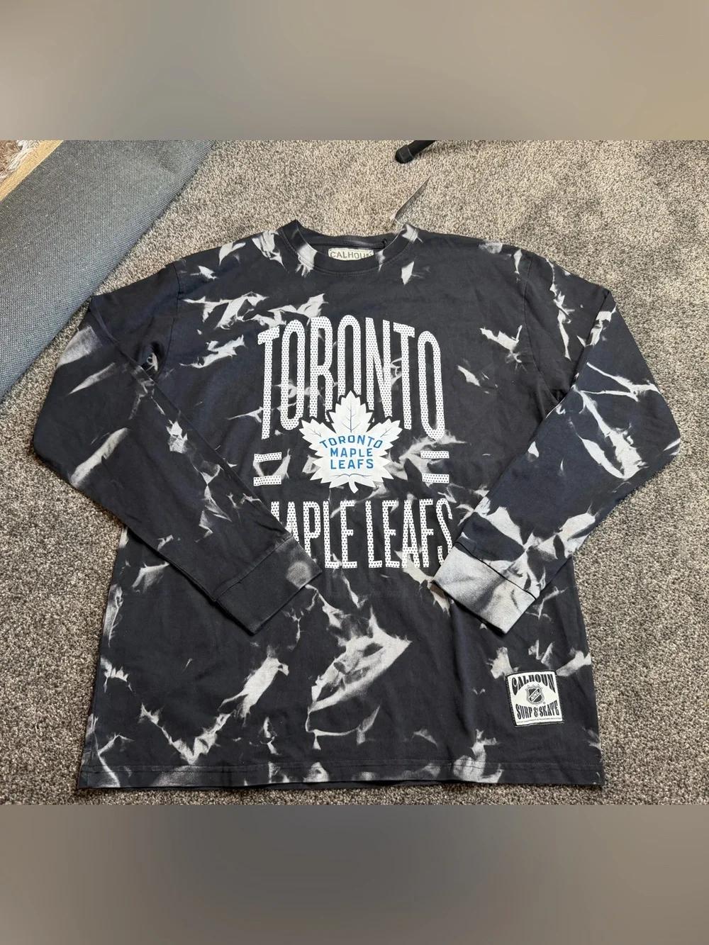 NWT Calhoun Toronto Maple Leafs Tie Dye Long Sleeve NHL Hockey Graphic Tee XL - Picture 3 of 9